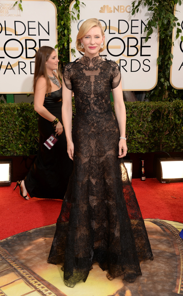 Cate Blanchett in Armani Prive was stunning with high neck and plunging back.