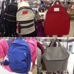 Fall Backpacks from (top left to bottom right): Black & Cream Marc by Marc Jacobs, Red Michael Kors, Purple & Pink Kipling (give the kids the monkey), and Grey Michael Kors.